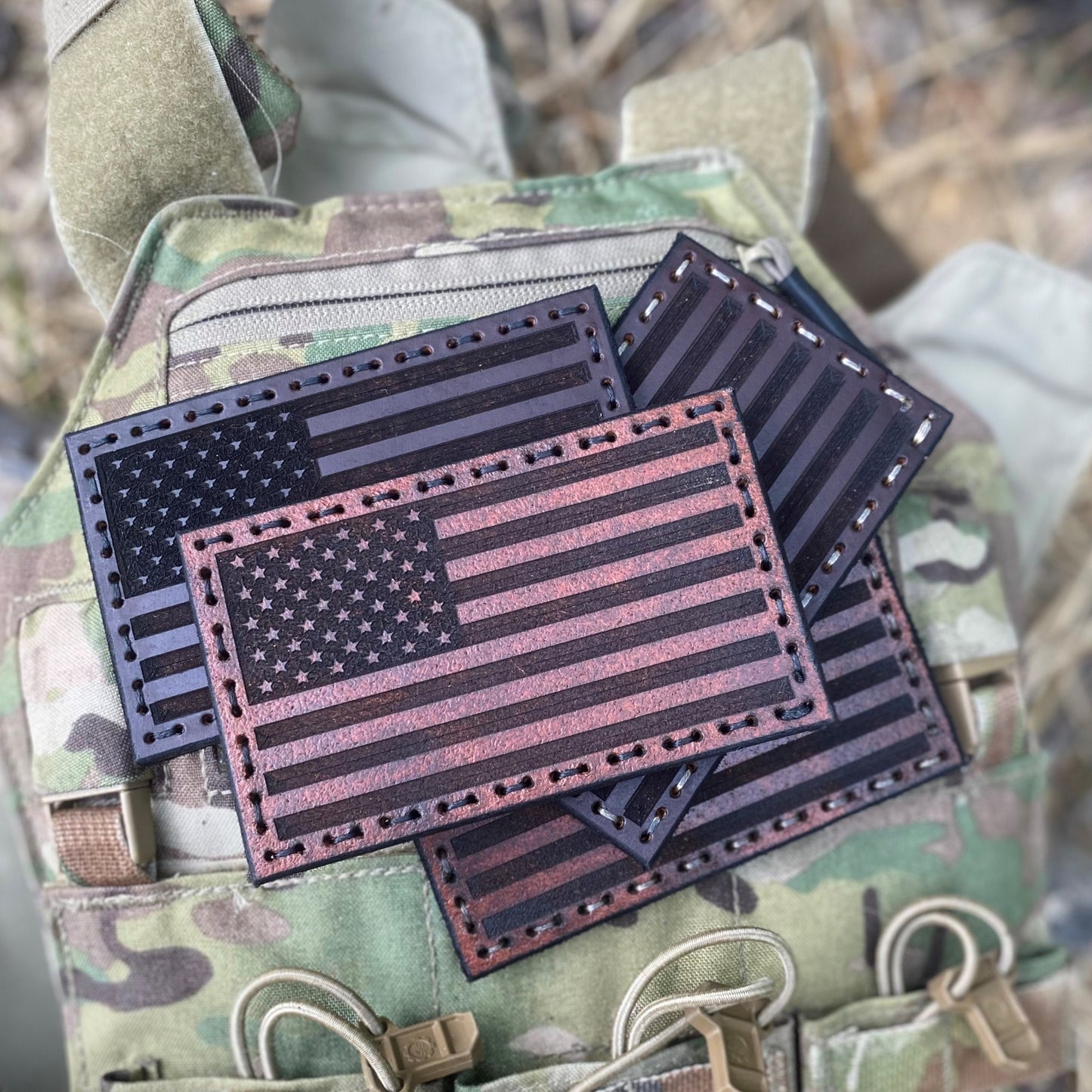 Leather American Flag Patches