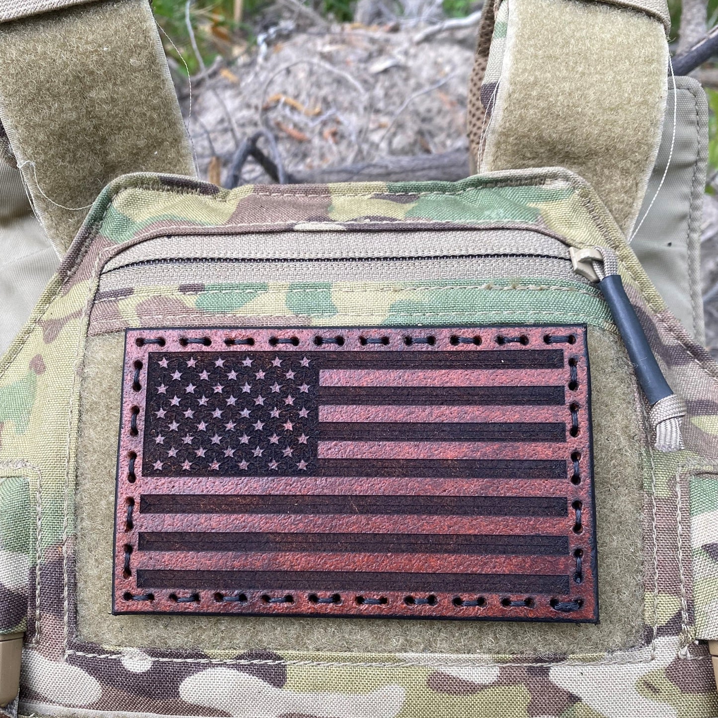 Leather American Flag Patches