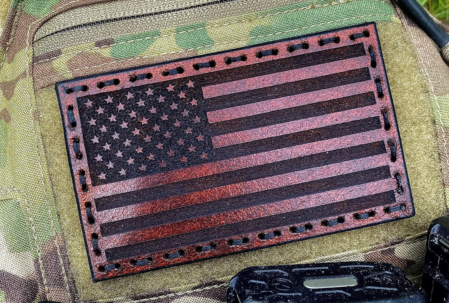 Leather American Flag Patches